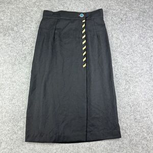 Vintage Melrose Maxi Wrap Skirt Womens 10 Black Retro Western Cowgirl USA Made